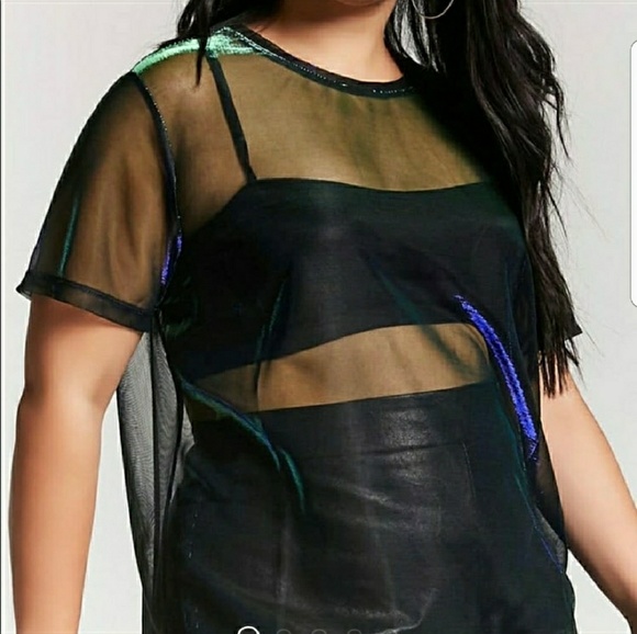 sheer iridescent top